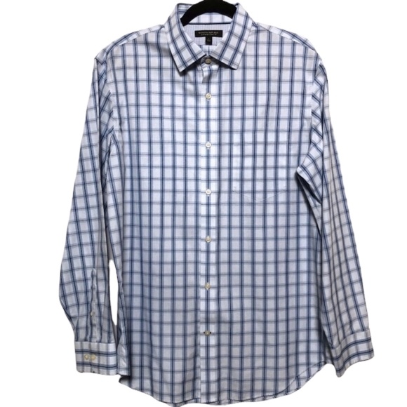 Banana Republic Other - Banana Republic Blue & Gray Classic Fit Non Iron Shirt L